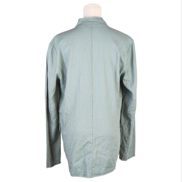 Carré Noir Sage Green Linen Blend Raw Edge Relaxed Blazer Jacket M - Picture 4 of 10